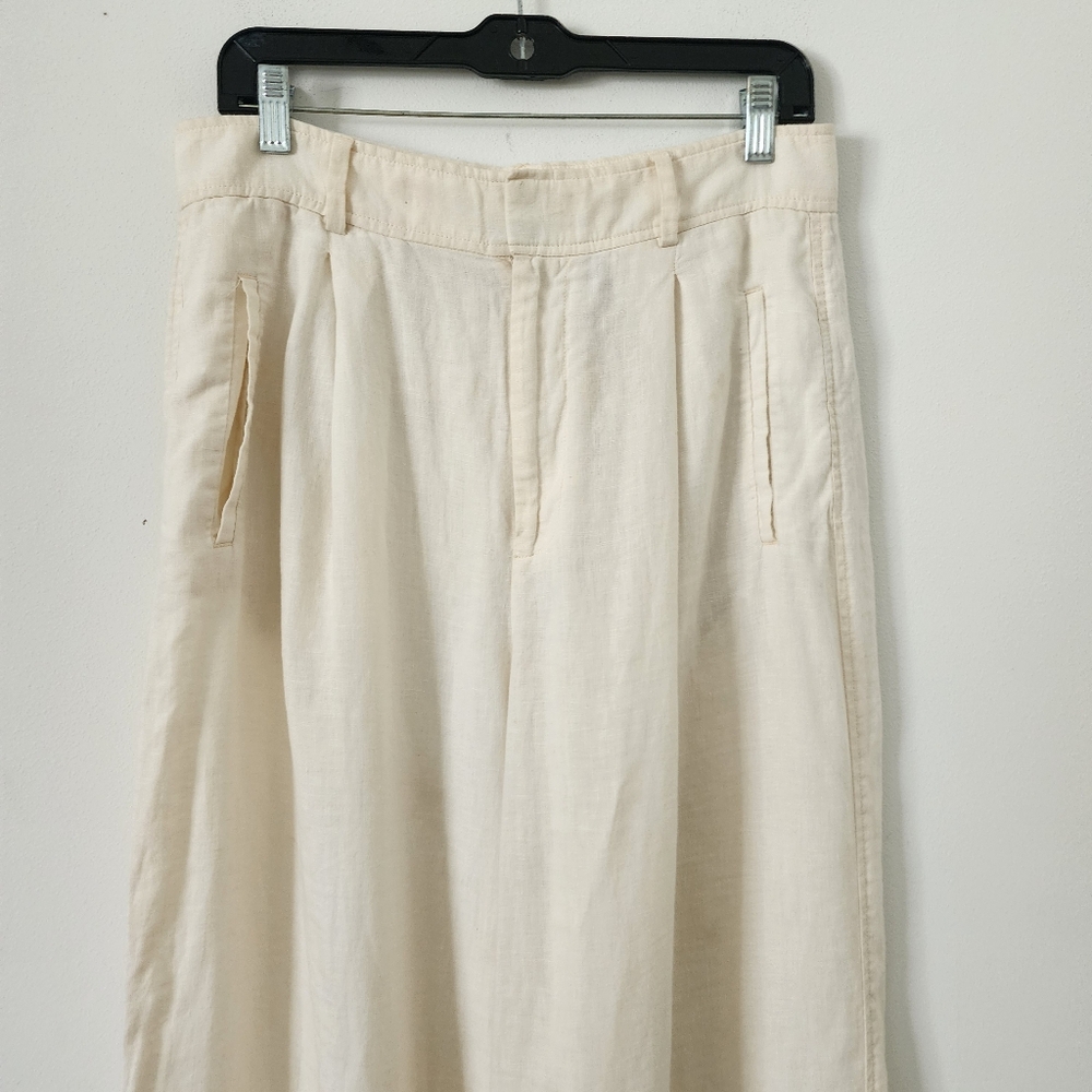 Everlane Linen Way High Wide Leg Pants in cream Size 10 - Picture 6 of 15